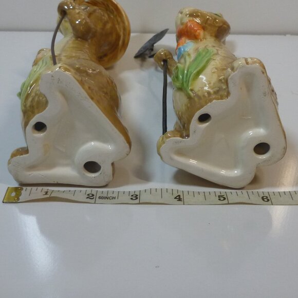Ceramic Figurines - Boy. and Girl Rabbit Gardeners - Picture 4 of 11